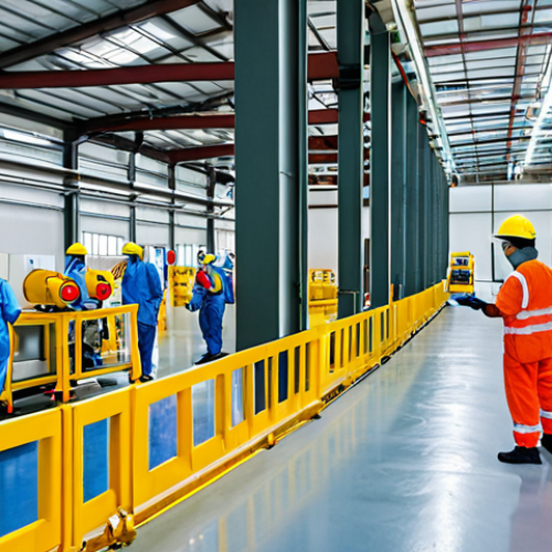 **Image Prompt:** A bustling Thai factory floor, showcasing employees actively participating in a safety drill, overseen by a safety engineer. Highlight proper use of PPE (Personal Protective Equipment) and clear emergency exit routes. Depict a modern, well-lit environment emphasizing a proactive safety culture.