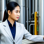 **

A professional Thai businesswoman in a modest business suit, conducting a safety inspection in a modern factory setting. Fully clothed, appropriate attire. Safe for work. Perfect anatomy, natural proportions, professional photography, high quality. Focus on her confident demeanor and the clean, organized environment. family-friendly

**