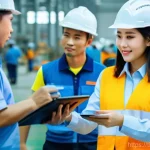 산업안전기사와 화재위험 평가 사례 - Modern Safety Engineer as a Guide**
A confident Thai female safety engineer, mid-30s, with a warm, e...