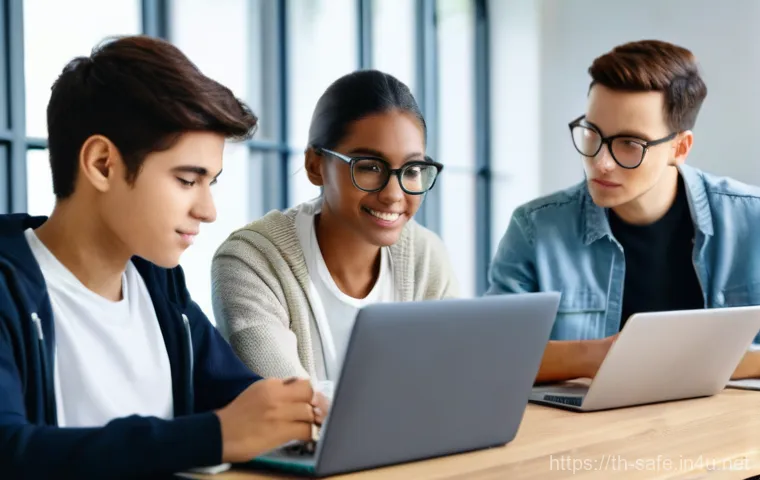 산업안전기사 시험 응시료 절약법 - **Online Study Session for Certification Exam:**
    A bright and clean image featuring a diverse gr...